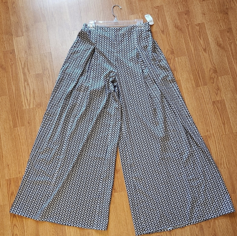 HYFVE Elastic Wide Leg Ribbed High Waist Pull On Pants JUNIORS Size L GEOMETRIC. - Picture 8 of 15